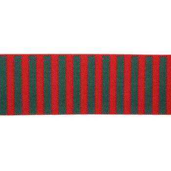1AS-225 Лента эластичная декоративная 'Полосы' 5 см*5м (т.зел/красный)